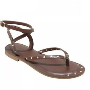 NWT!! Universal Thread “Nikki” Studded Thong Sandals, Dark Brown, Memory Foam, 7